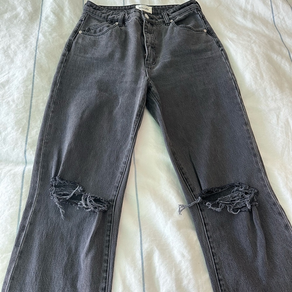 Rollas straight leg black jeans